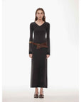 "Kalle Morning" fashionable fermented washed distressed raw edge V - neck waist dress for women - variant_title