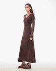 "Kalle Morning" fashionable fermented washed distressed raw edge V - neck waist dress for women - variant_title