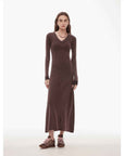 "Kalle Morning" fashionable fermented washed distressed raw edge V - neck waist dress for women - variant_title