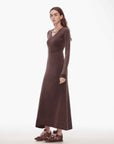 "Kalle Morning" fashionable fermented washed distressed raw edge V - neck waist dress for women - variant_title