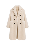 Korean Drama Ace off-white Merino mid-length shearling coat product cutout