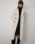 Korean Drama Ace off-white double-breasted Merino shearling coat styling view