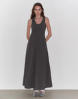 "Lake Bled" Simple and slim texture U - neck A - line slim fit vest dress - variant_title