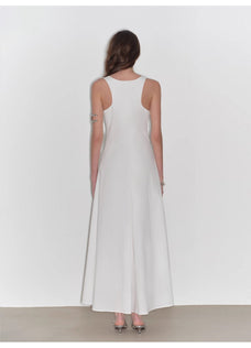 "Lake Bled" Simple and slim texture U - neck A - line slim fit vest dress - variant_title