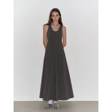 "Lake Bled" Simple and slim texture U - neck A - line slim fit vest dress - variant_title
