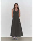 "Lake Bled" Simple and slim texture U - neck A - line slim fit vest dress - variant_title