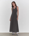 "Lake Bled" Simple and slim texture U - neck A - line slim fit vest dress - variant_title