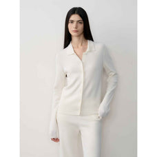 "Lazy urban" Yangtze Merino wool polo - neck cardigan straight - leg knitted pants suit - variant_title
