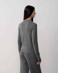 "Lazy urban" Yangtze Merino wool polo - neck cardigan straight - leg knitted pants suit - variant_title