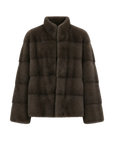 Legacy Mink Olive stand-collar coat, transparent product view