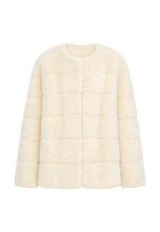 Legacy Mink Pearl round-neck coat, transparent product view