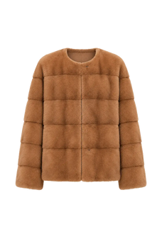 Legacy Mink Latte round-neck coat, transparent product view