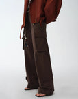 "Leisure First" Personalized three - dimensional large patch pocket straight wide - leg work trousers - variant_title