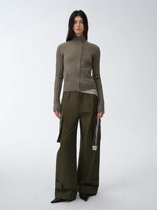 "Leisure First" Personalized three - dimensional large patch pocket straight wide - leg work trousers - variant_title