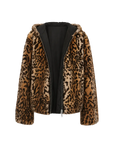 Leopard Fantasy leopard print reversible rabbit fur coat front product view