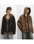 Leopard Fantasy reversible rabbit fur coat two-way styling comparison
