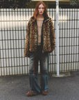 "Leopard Fantasy" Leopard Spot Print Reversible Drop Shoulder Hooded Custom Rabbit Fur Coat - variant_title