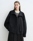 Black Letrans Silent Trace down parka shown open with removable liner
