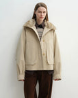 Letrans Silent Trace khaki down parka with detachable raccoon fur collar front view