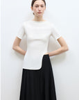 Letrans Women's Asymmetrical Hem T-Shirt - Short Sleeve Top “Architectural Principles” - variant_title