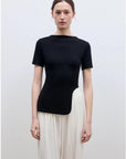Letrans Women's Asymmetrical Hem T-Shirt - Short Sleeve Top “Architectural Principles” - variant_title