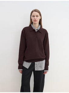 "Library Diary" Machine Washable Premium Wool Women's Polo Neck Loose Top - variant_title