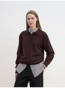 "Library Diary" Machine Washable Premium Wool Women's Polo Neck Loose Top - variant_title