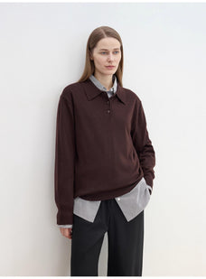 "Library Diary" Machine Washable Premium Wool Women's Polo Neck Loose Top - variant_title
