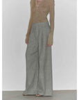 "Light and Shadow Walking" Retro Fashionable Dirty Printed Reverse - Fold Mid - Low - Waist Double - pleat Straight - leg Wide - Leg Casual Pants - variant_title