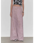 "Light and Shadow Walking" Retro Fashionable Dirty Printed Reverse - Fold Mid - Low - Waist Double - pleat Straight - leg Wide - Leg Casual Pants - variant_title