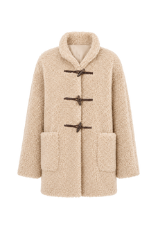 Light and Wandering stand-collar curly faux leather shearling jacket product image 01