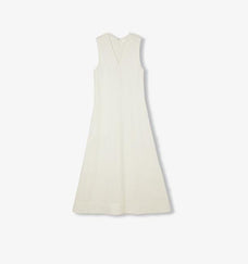 Lightweight and zero - pressure cupro linen textured anti - wrinkle V - neck sleeveless A - line dress - variant_title