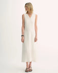 Lightweight and zero - pressure cupro linen textured anti - wrinkle V - neck sleeveless A - line dress - variant_title