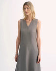 Lightweight and zero - pressure cupro linen textured anti - wrinkle V - neck sleeveless A - line dress - variant_title