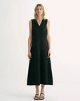 Lightweight and zero - pressure cupro linen textured anti - wrinkle V - neck sleeveless A - line dress - variant_title