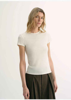 LINDIS wool mulberry silk classic short - sleeved round neck T-shirt for women - variant_title
