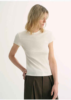 LINDIS wool mulberry silk classic short - sleeved round neck T-shirt for women - variant_title