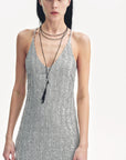 Linen Sequin Embroidery Dress Summer"Galaxy Trace" - variant_title