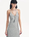 Linen Sequin Embroidery Dress Summer"Galaxy Trace" - variant_title