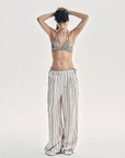 Linen Vertical Stripe Drape Wide Leg Casual Pants"Fashion Tension" - variant_title