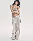 Linen Vertical Stripe Drape Wide Leg Casual Pants"Fashion Tension" - variant_title