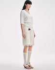 "Lingering Soft Light" Paneled Irregular Lace Straight - Cut Split Skirt - variant_title