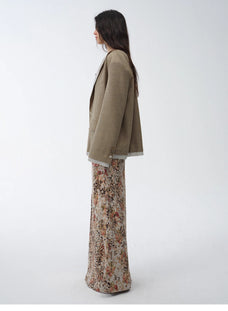 "London Diary"old money style contrasting lapel wool blazer - variant_title