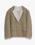 "London Diary"old money style contrasting lapel wool blazer - variant_title