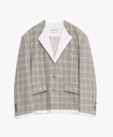 "London Diary"old money style contrasting lapel wool blazer - variant_title