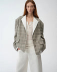 "London Diary"old money style contrasting lapel wool blazer - variant_title