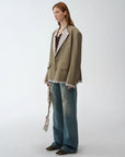 "London Diary"old money style contrasting lapel wool blazer - variant_title