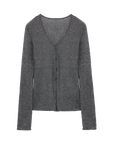 Firelady Fur Long Island Vacation flower gray V-neck wool blend cardigan transparent product image