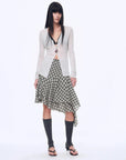 Firelady Fur Long Island Vacation original white V-neck cardigan on model front view