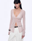 "Long Island Vacation" wool blend V - neck straight shoulder knitted cardigan spring - variant_title